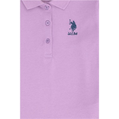 Kız Çocuk Lila Polo Yaka Basic Sweatshirt