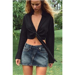 LINEN BLEND SHIRT WITH BUCKLE