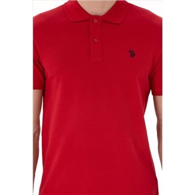 Erkek Slim Fit Polo Yaka Kırmızı Basic Tişört