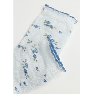 Kurze Mädchensocken mit Blumenmuster Eco