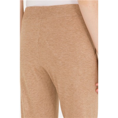 Kadın Camel Melanj Slim Fit Triko Pantolon