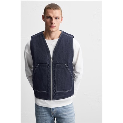 CHALECO DENIM COSTURAS
