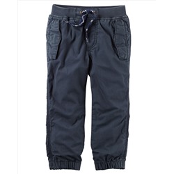 Jersey-Lined Poplin Joggers