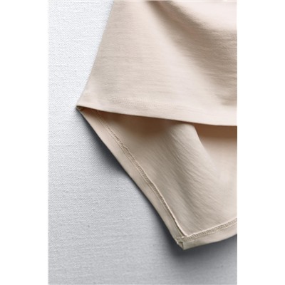 GATHERED T-SHIRT WITH ASYMMETRIC HEM