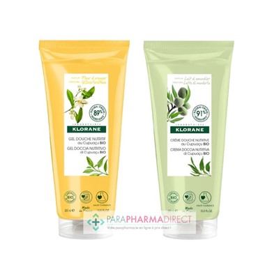 Klorane Cupuaçu Gel Douche Nutritif Fleur d'Oranger + Crème Douche Nutritive Lait d'Amandier 2x200mlLot  × 2