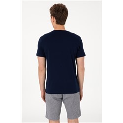 Erkek Regular Fit Bisiklet Yaka Lacivert Basic Tişört
