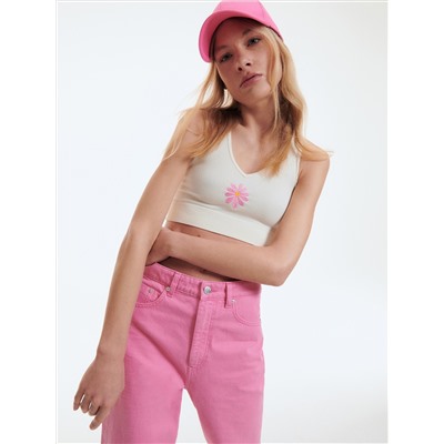 Crop Top mit Stickerei