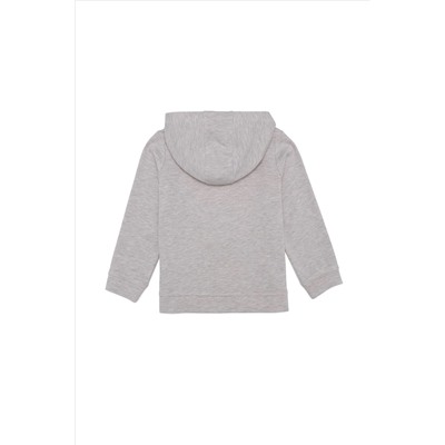 Çocuk Bej Melanj Kapüşonlu Sweatshirt