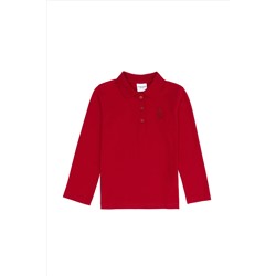 Kız Çocuk Bordo Polo Yaka Basic Sweatshirt