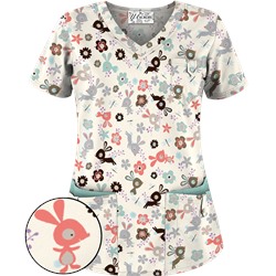 UA Springtime Hop Coffee Bean Print Scrub Top