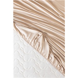 Ciel King Size Plus %100 Pamuk Lastikli Saten Çarşaf - Bej