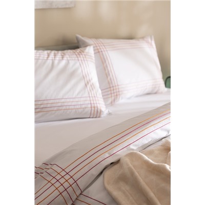 Holly King Size %100 Pamuklu Nevresim Takımı - Beyaz/Turuncu