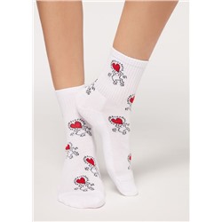 Kurze Sportsocken mit Allover-Herzmotiv Keith Haring™