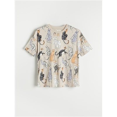 T-Shirt mit Katzenmuster