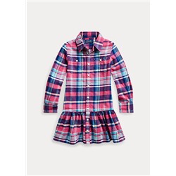 Girls 2-6x Plaid Cotton Twill Shirtdress
