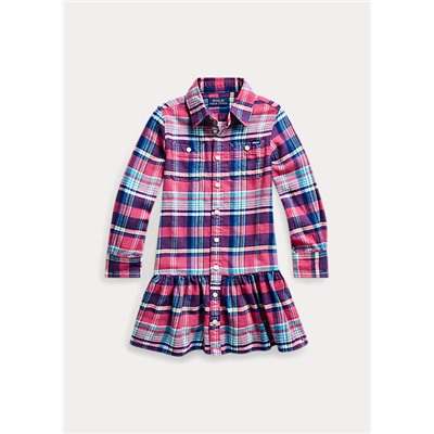 Girls 2-6x Plaid Cotton Twill Shirtdress