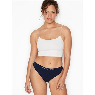 Seamless Lace-Trim Thong Panty