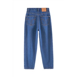 Vaquero mom fit de tiro alto Azul