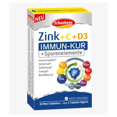 Zink + Vitamin C + Vitamin D3 Tabletten 30 St., 10 g