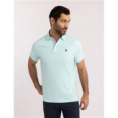 SOLID INTERLOCK POLO SHIRT WITH WOVEN TRIM