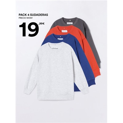 PACK DE 4 SUDADERAS BÁSICAS