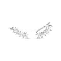 Серьги каффы из серебра с фианитами родированные 925 пробы С-2462рс200