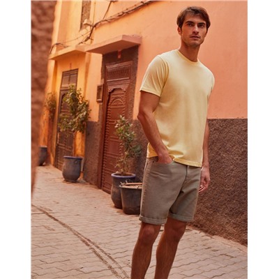 Slim Fit Denim Shorts, Men, Green