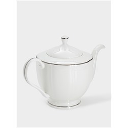 Чайник заварочный, 1,1 л, фарфор F, белый, с серебристым кантом, Lotus silver