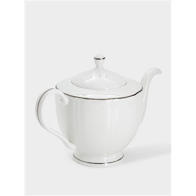 Чайник заварочный, 1,1 л, фарфор F, белый, с серебристым кантом, Lotus silver