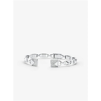 MICHAEL KORS Precious Metal-Plated Sterling Silver Pavé Open Hinge Bangle