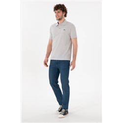 Erkek Regular Fit Polo Yaka Açık Gri Basic Tişört