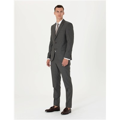 Çizgili Kahverengi Ekstra Slim Fit Takım Elbise
