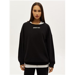 Oversize свитшот POLYMITAM из 100% хлопка с флуоресцентной вышивкой