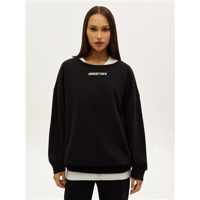 Oversize свитшот POLYMITAM из 100% хлопка с флуоресцентной вышивкой