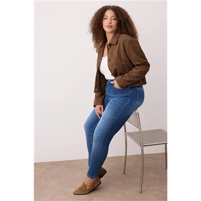 Mavi Yüksel Bel Toparlayıcı Büyük Beden Skinny Jeans