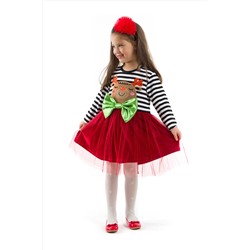 Denokids Kokoş Kız Tüllü Yılbaşı Kırmızı Elbise CFF-18K1-105