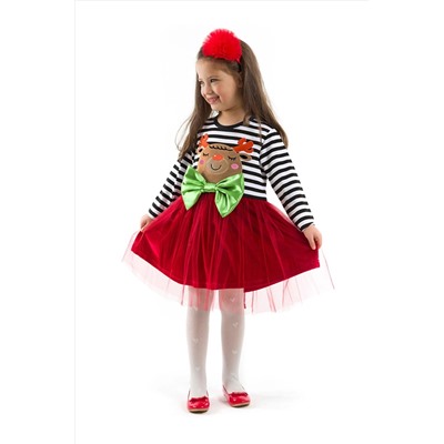 Denokids Kokoş Kız Tüllü Yılbaşı Kırmızı Elbise CFF-18K1-105