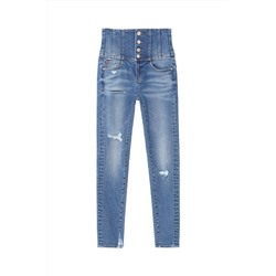 Vaquero skinny fit de tiro alto Azul