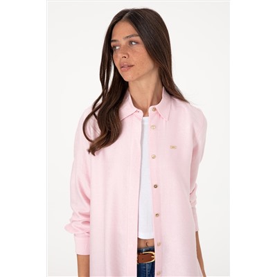 Kadın Açık Pembe Dokuma Tunik Gömlek