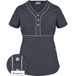 Butter-Soft Scrubs by UA™ Empire Waist Y-Neck Top w/ Rhinestone Detail