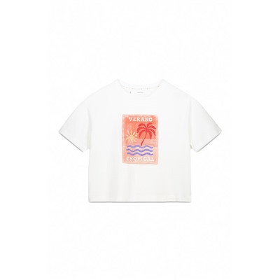 Camiseta boxy 100% algodón blanco