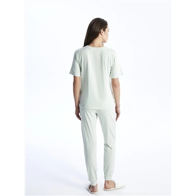 LC Waikiki Bisiklet Yaka Baskılı Kısa Kollu Kadın Pijama Takımı, LCW DREAM                                            
                                            Bisiklet Yaka Baskılı Kısa Kollu Kadın Pijama Takımı