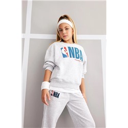 Defacto Kız Çocuk NBA Wordmark Relax Fit Bisiklet Yaka Sweatshirt A7900A823AU