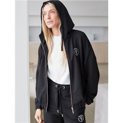 Зип худи на молнии из петельчатого футера трехнитки с резинкой по низу и манжетами