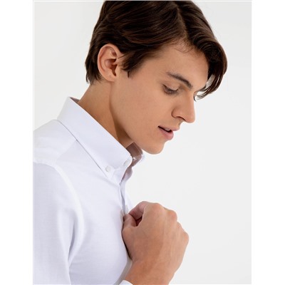 Beyaz Slim Fit Oxford Gömlek