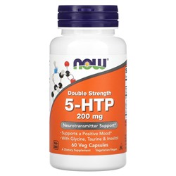 NOW Foods, 5-HTP, двойной крепости, 200 мг, 60 овощных капсул