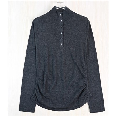 Женский элегантный шерстяной свитер с воротником-половиной на пуговицах