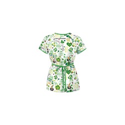 UA Lucky Charm White Mock Wrap Scrub Top