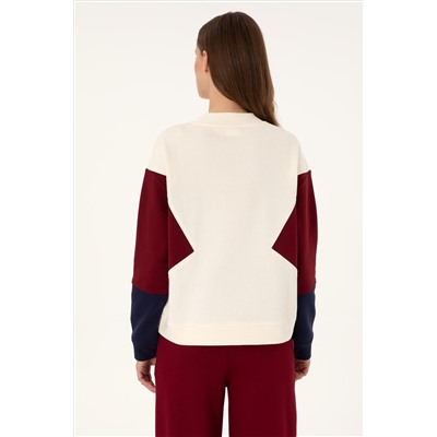 Kadın Krem Bisiklet Yaka Sweatshirt
