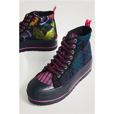 Zapatilla alta plataforma cuadros